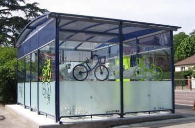 Cykelparkeringshus Modulere 2 Etasjes. Herdet glass.