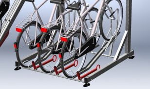 Cykelstativ i 2 Høyder – 2ParkUp. Dobbelt stativ i 2 etasjer. Ekstra låssystem til ramme